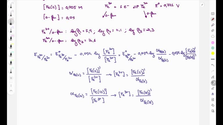 Cálculo del potencial en presencia de una reacción lateral de formación de complejos