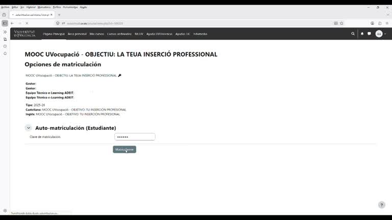 Accés UVocupació MOOC